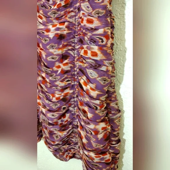 Zara Purple And Burgundy Ruched Sides Mini Dress - Picture 8 of 13